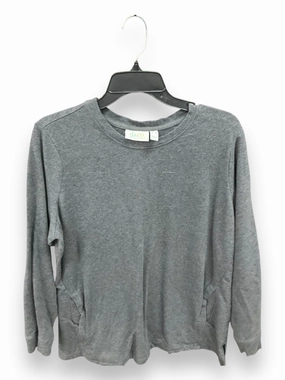 Top Long Sleeve Basic By Denim And Company In Grey, Size: L CompressionFit