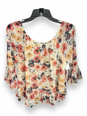 Blouse 3/4 Sleeve By Lucky Brand In Floral Print, Size: M Hidden Zipper Closure PolyesterBlend