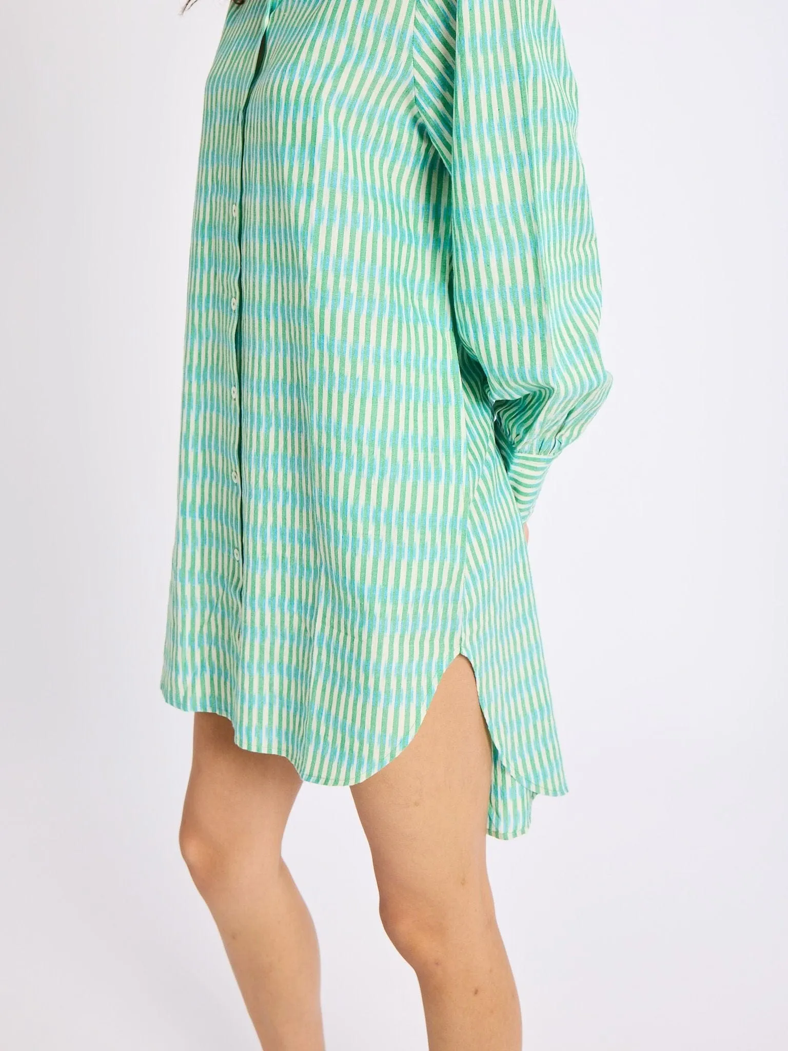 Holly Mini Dress in Green & Blue Ikat Dress for brunch