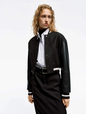 Paneled Cropped Jacket Anti Static Fabric