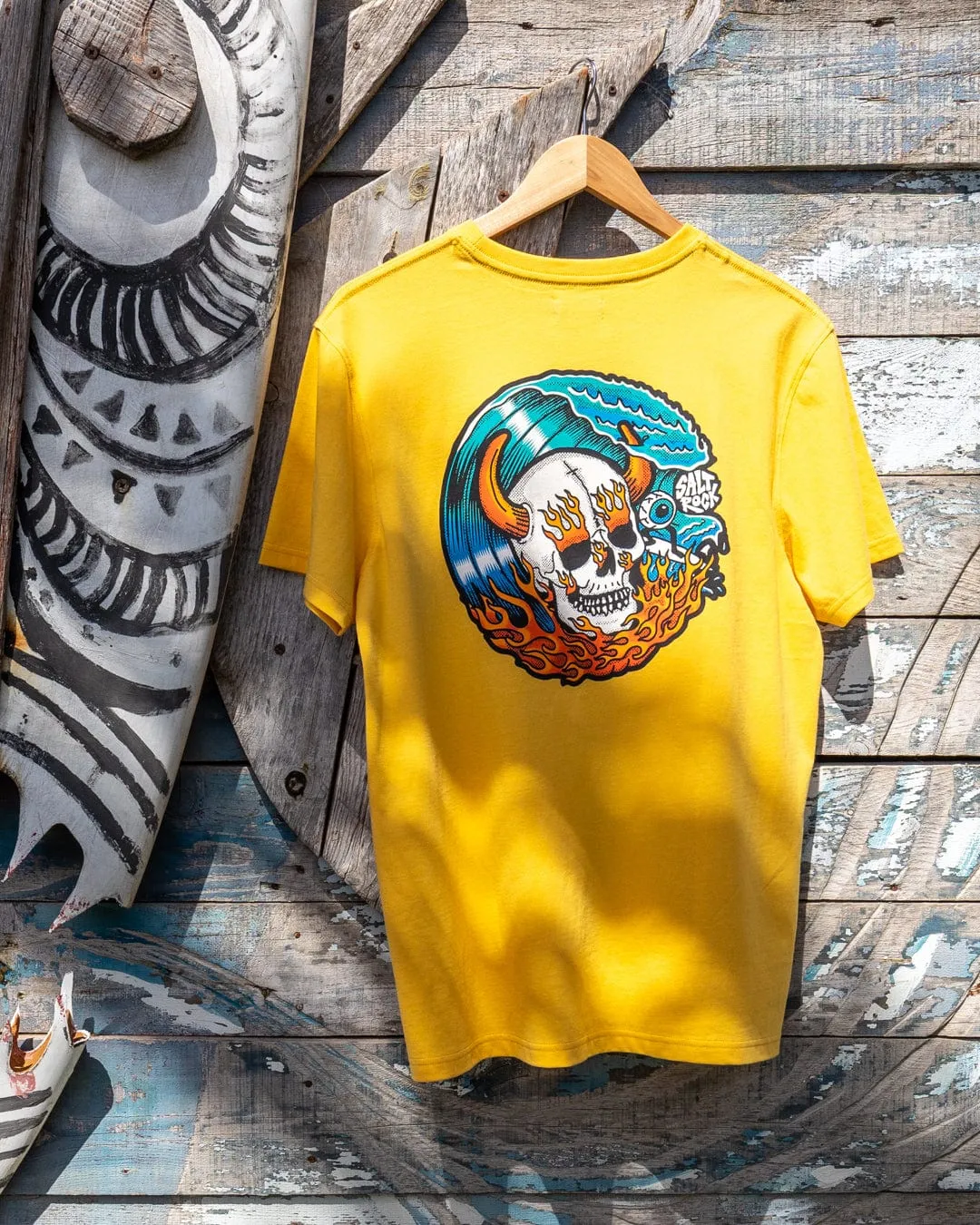 Fire Water Colour - Mens T-Shirt - Yellow Functional Wearable