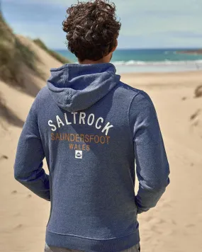 Location - Mens Pop Hoodie - Saundersfoot - Dark Blue Warm & Soft