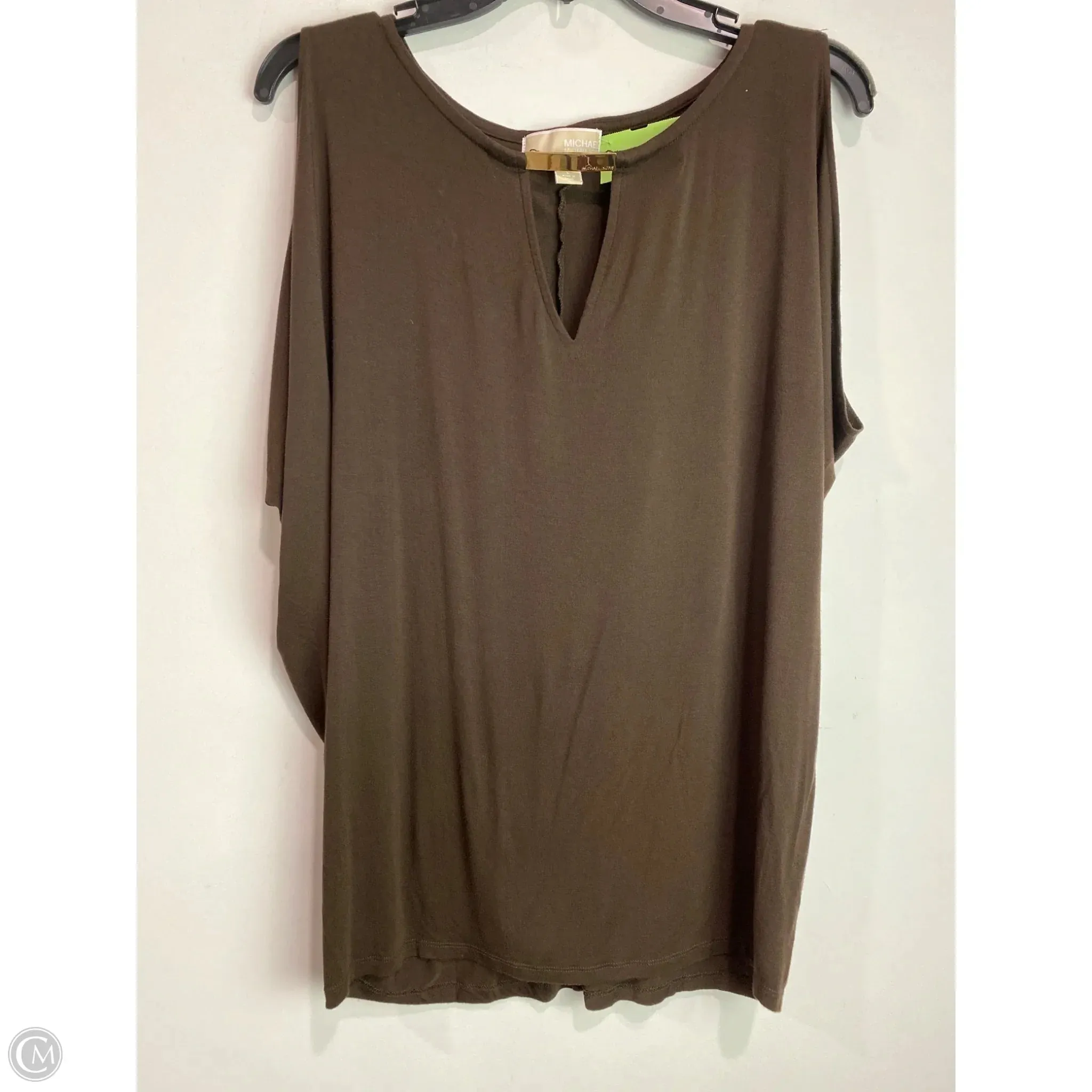 Top Short Sleeve Designer By Michael Kors In Brown, Size: L Sustainable Fibers