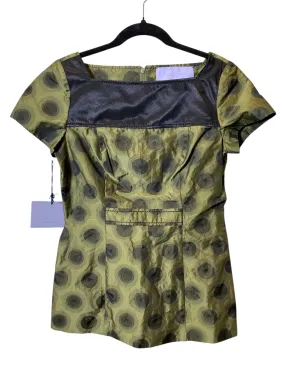 Top Short Sleeve Designer By Vera Wang In Black & Green, Size: S Casual Comfort TaglessCollar