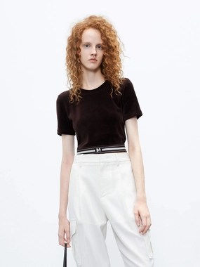 All Day Comfort Fabric Durable Bonding Velvet Touch Cropped Top