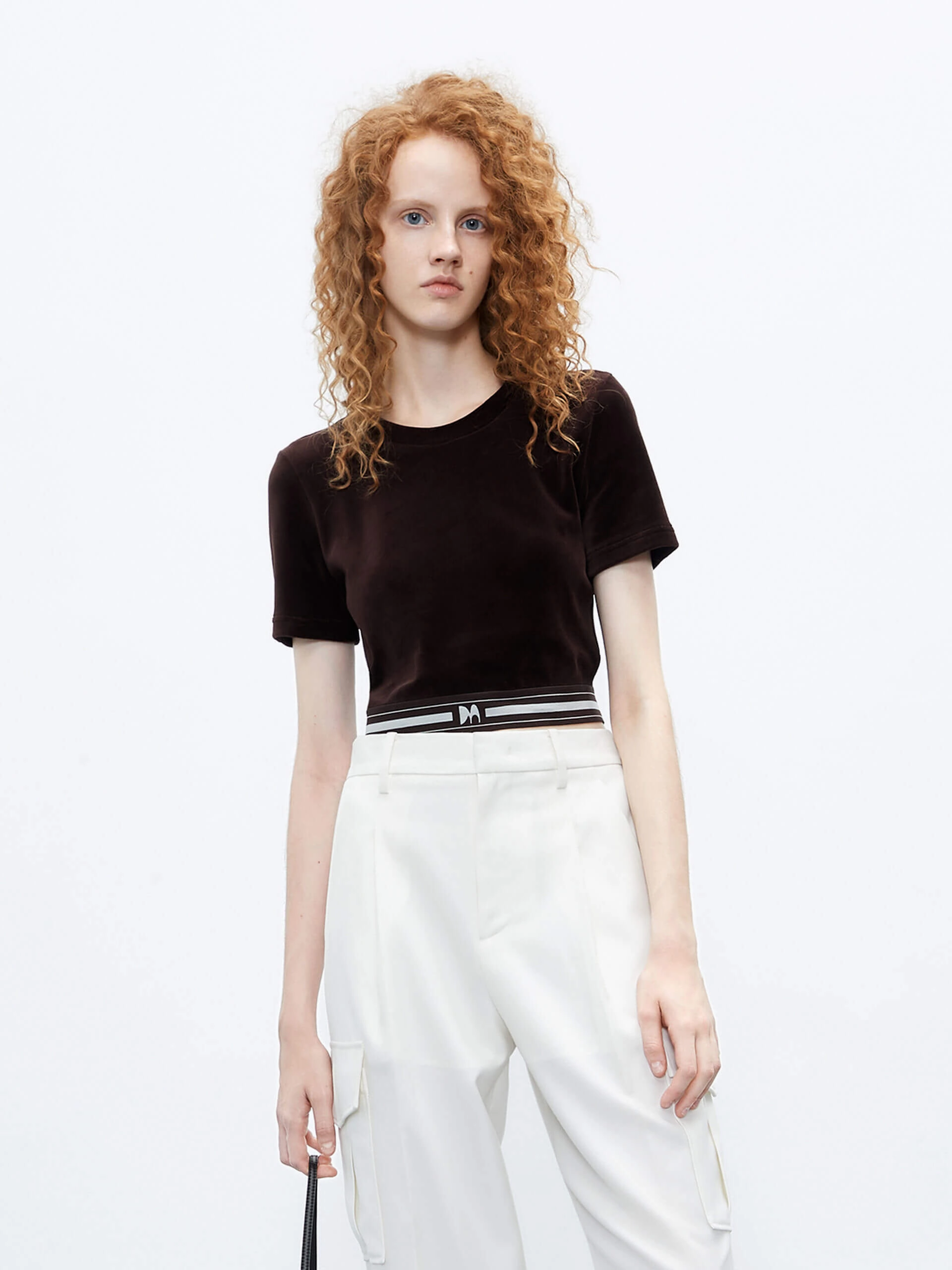 All Day Comfort Fabric Durable Bonding Velvet Touch Cropped Top