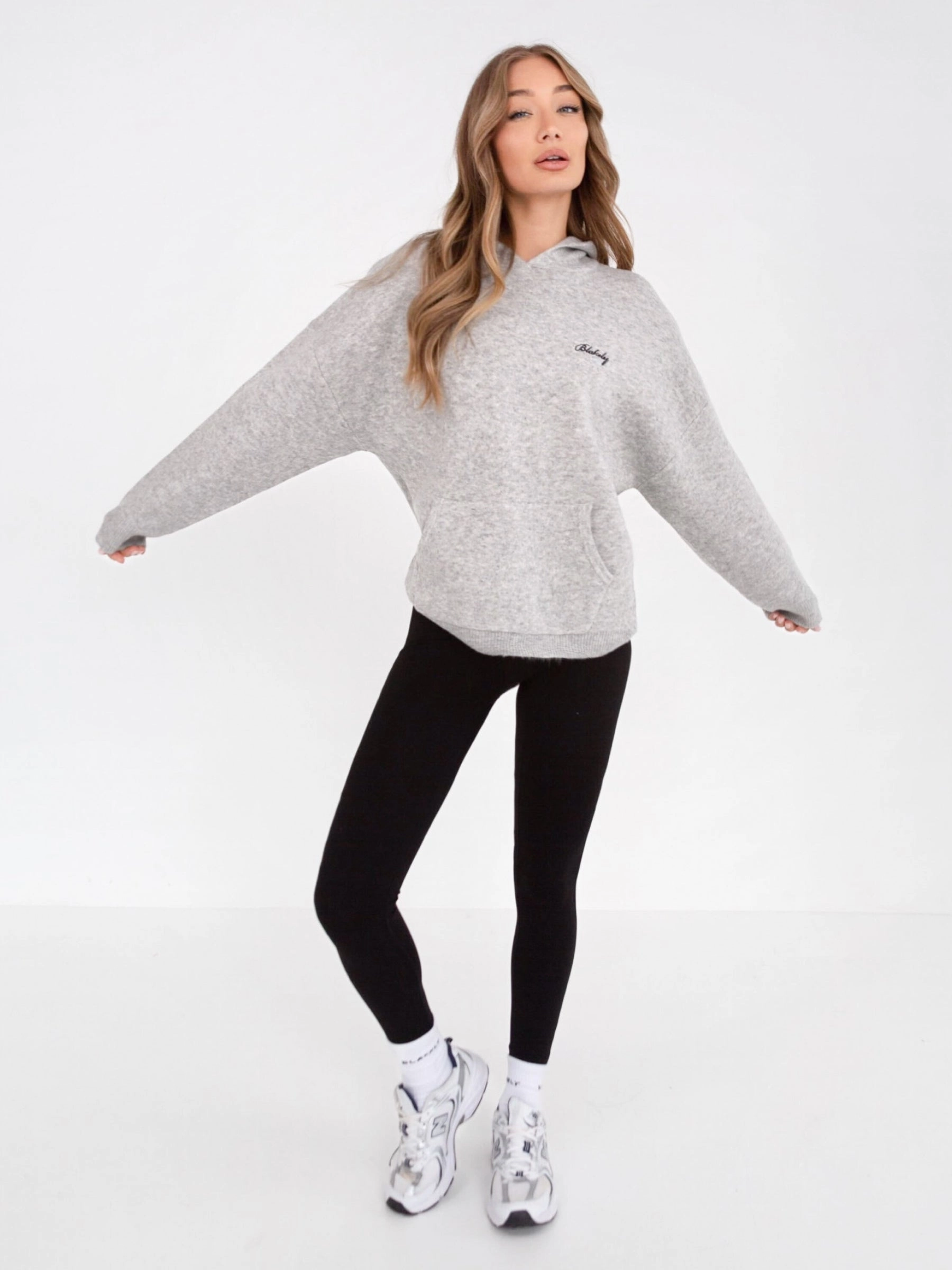 Mobility Oversized Knitted Hoodie - Marl Grey