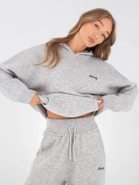 Oversized Knitted Hoodie - Marl Grey Cozy Hug