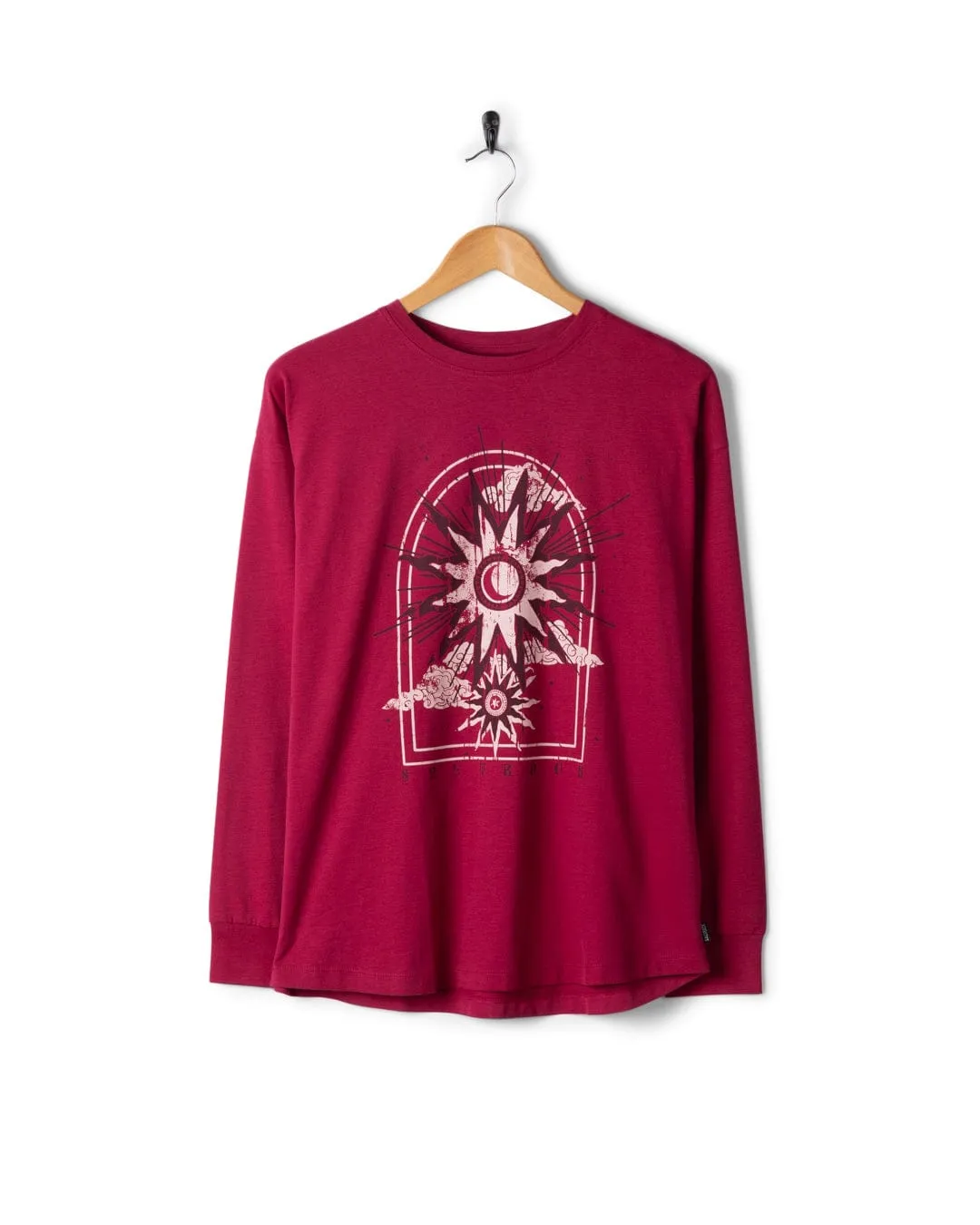 Eclipse - Womens Long Sleeve T-Shirt - Dark Pink Casual Comfort Wear
