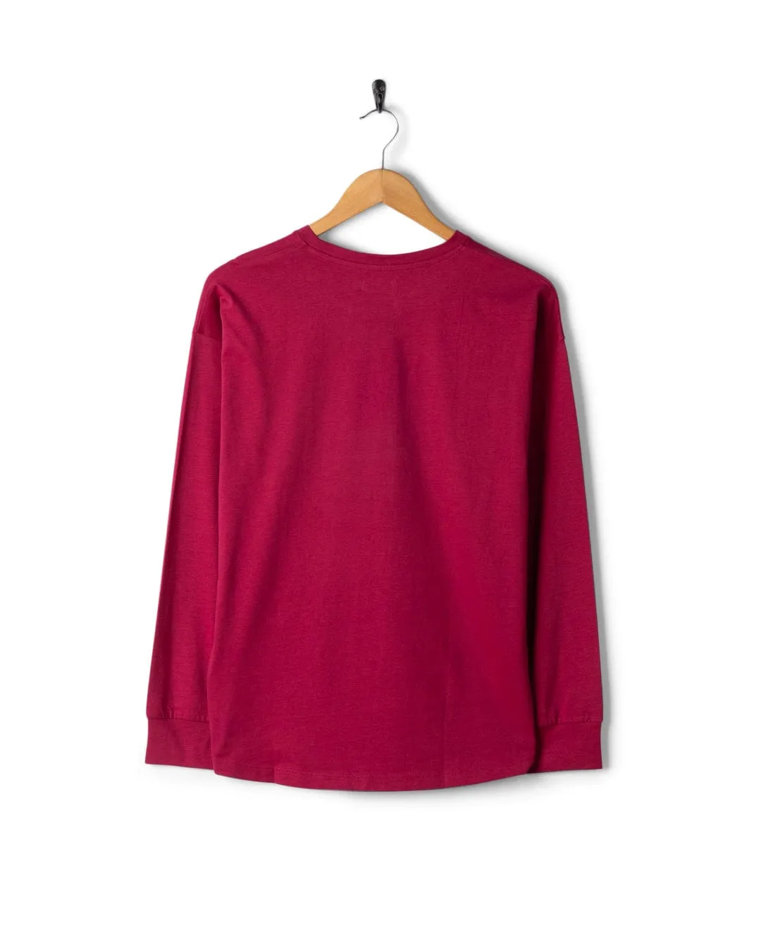 Eclipse - Womens Long Sleeve T-Shirt - Dark Pink Trendy Comfort Soft And Comfortable