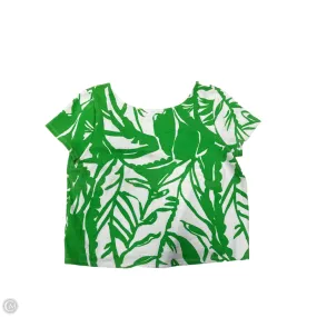 Flatlock stitching Effortless Wear Fit Top Short Sleeve Designer By Lilly Pulitzer In Green & White, Size: L