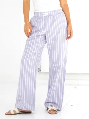 Elena Stripe Trousers - Purple Night Out Rainy Day