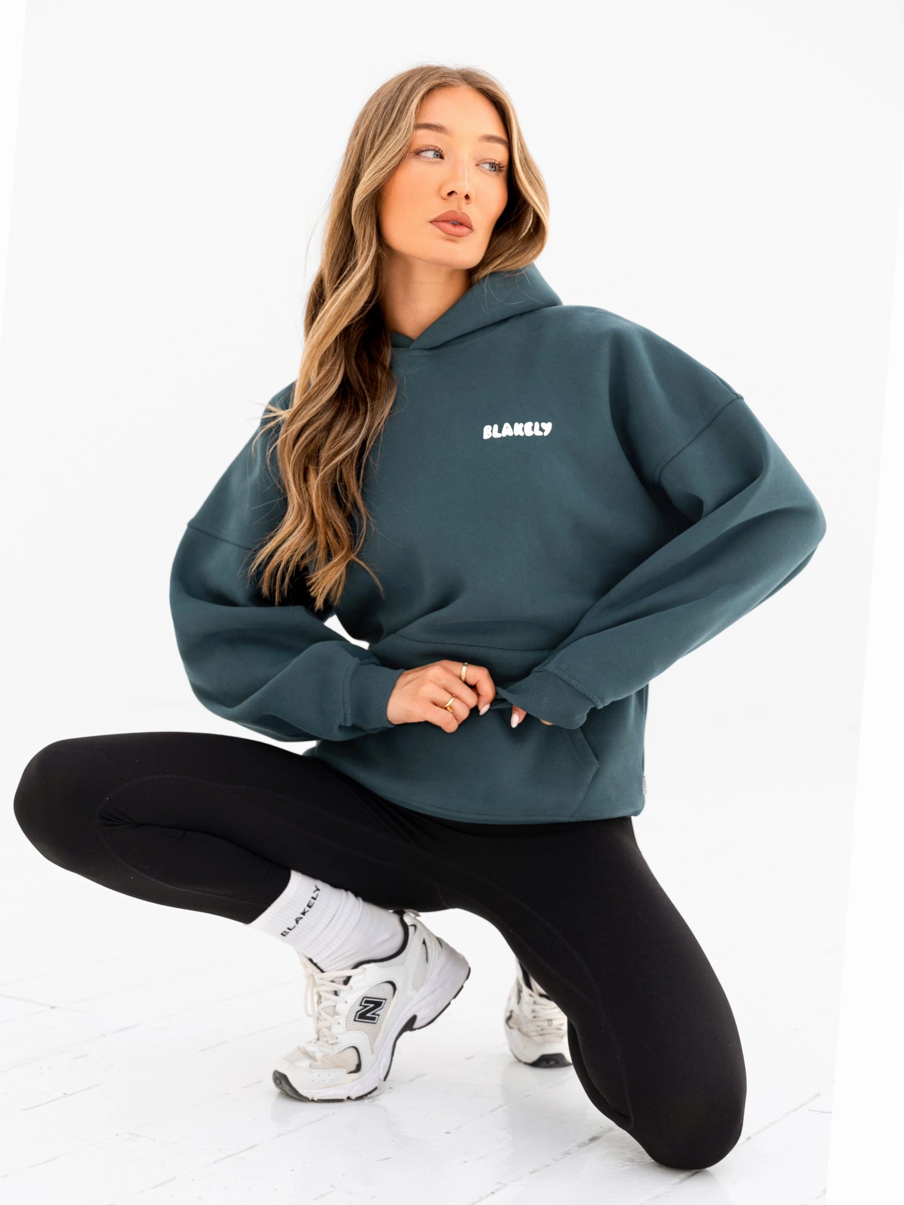 City Trend Cloud Print Oversized Hoodie - Teal Green