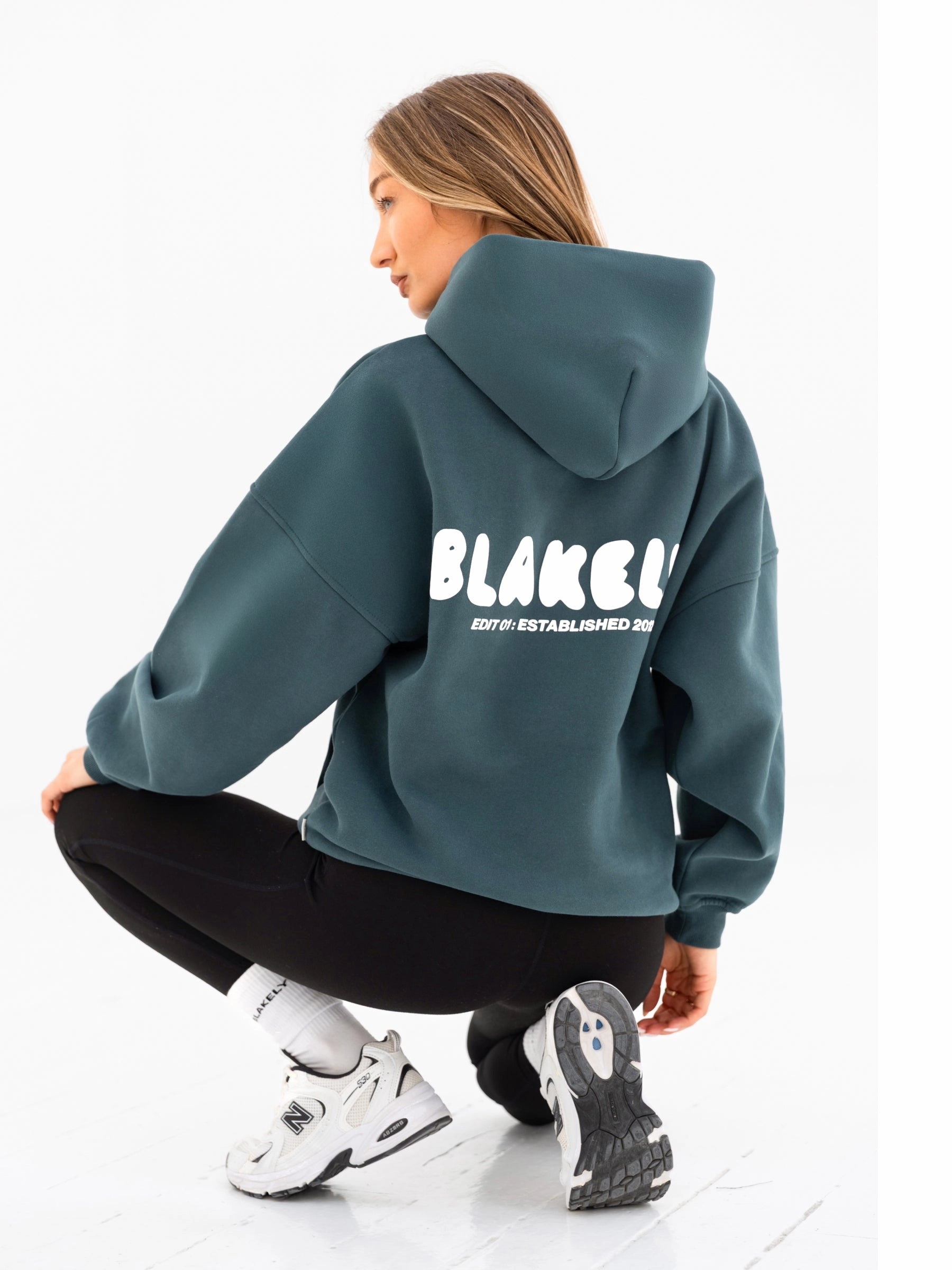 Chill Comfort Cloud Print Oversized Hoodie - Teal Green