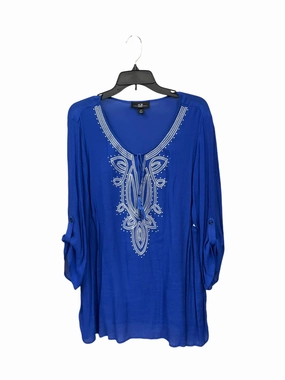 Top 3/4 Sleeve By Agb In Blue, Size: 3x Sporty Style LayeredNeckline