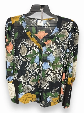 Blouse Long Sleeve By Cabi In Floral Print, Size: S AntiStaticInnerLining