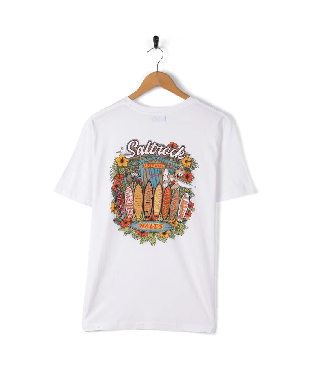 Soft and Cozy Animal Print Surf Shack Wales - Mens T-Shirt - White