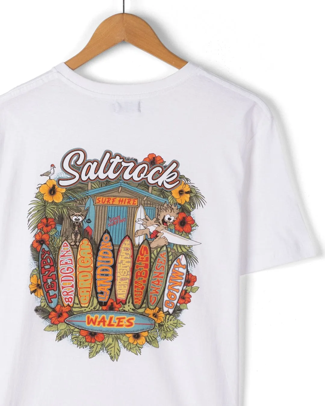 Surf Shack Wales - Mens T-Shirt - White Sporty Appeal Minimal Style Trend