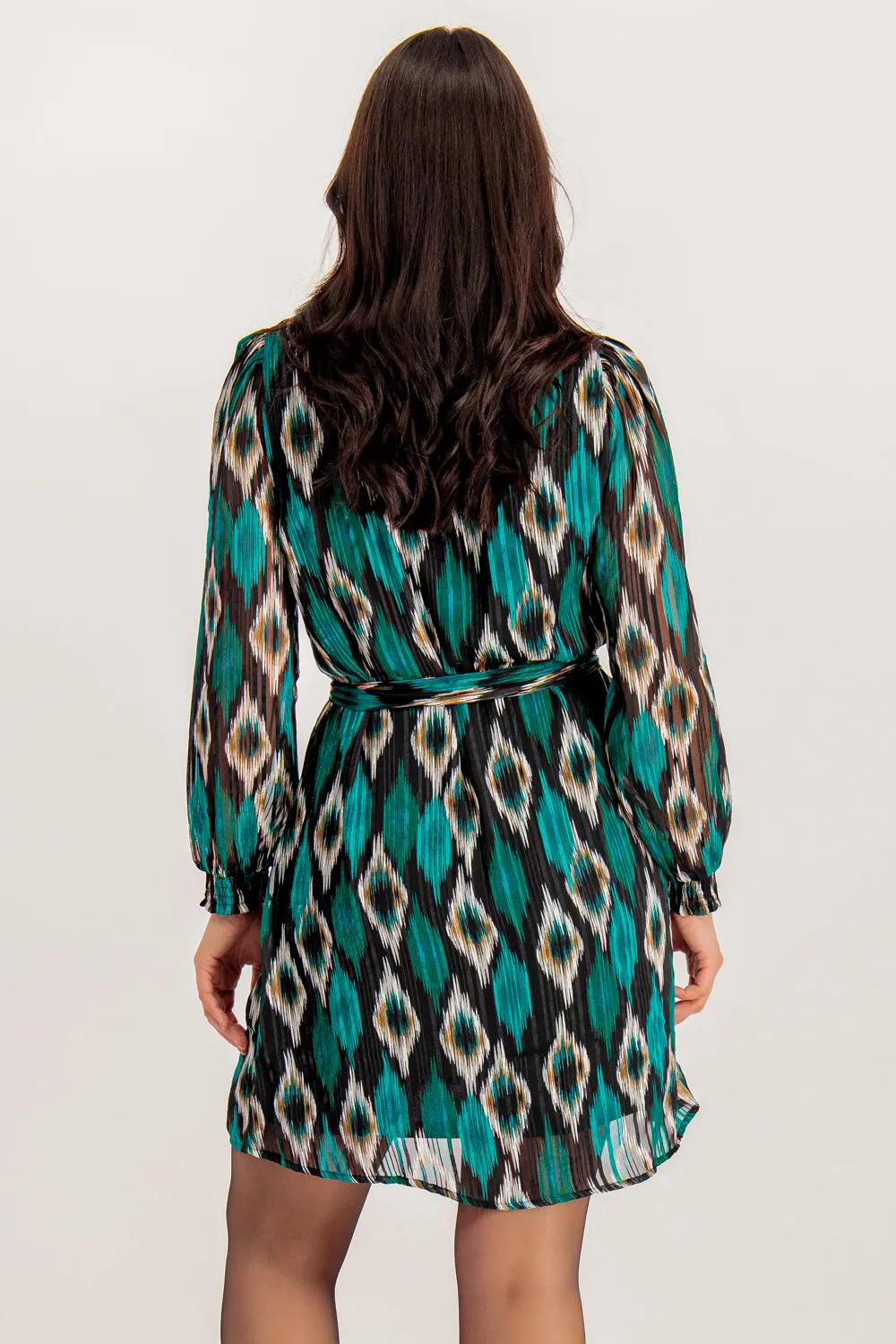Edna V-Neck Belted Dress Warm Undertone