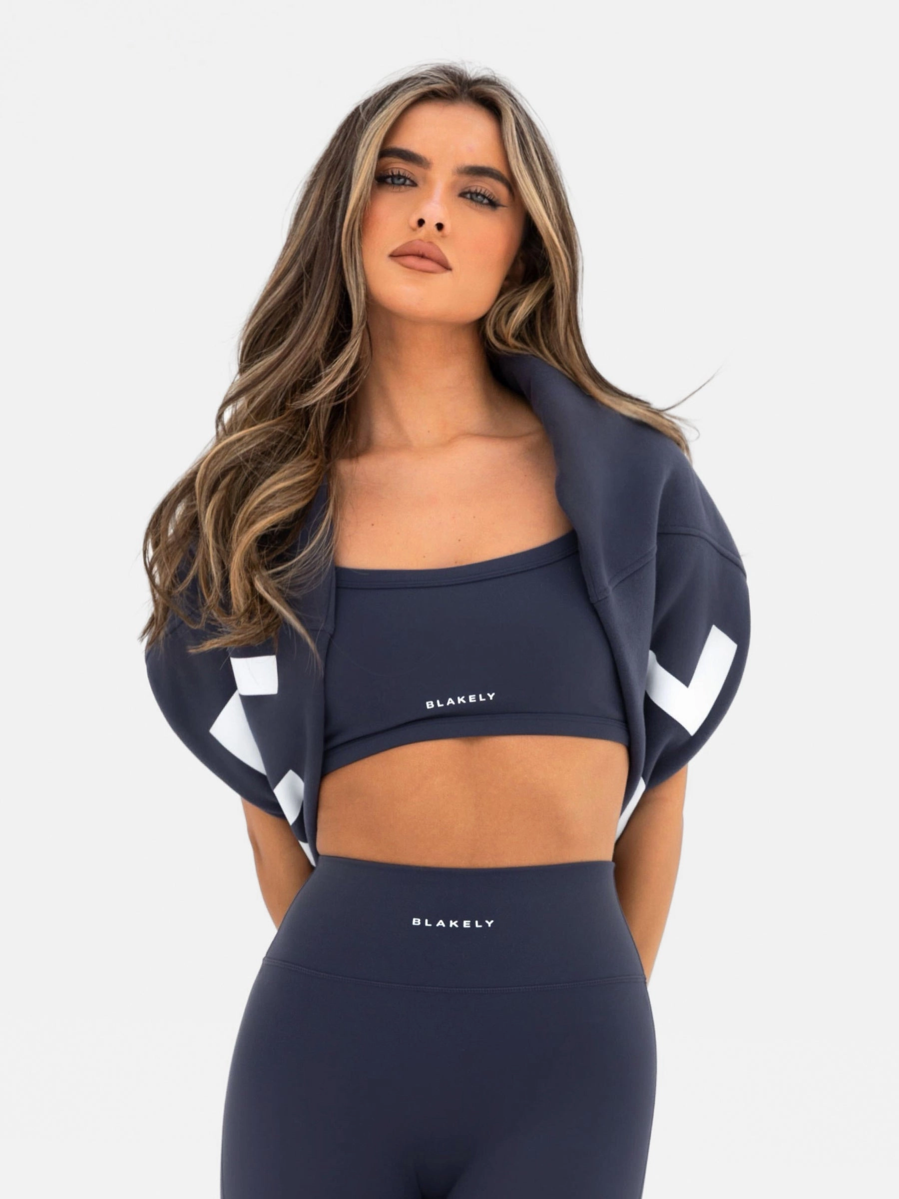 colorful Contrast stitching seams Ultimate Sports Bra - True Navy