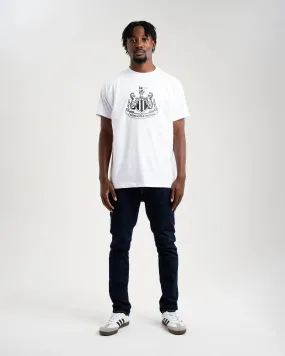 Newcastle United Men's White Raglan Crest T-Shirt Streetwear Style
