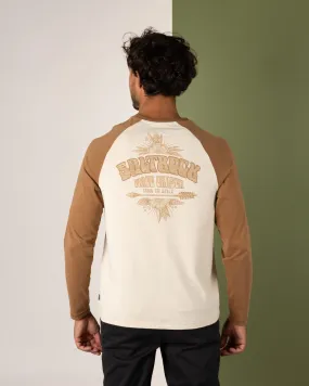 Relaxed Movement Fit For All Day Wave Chaser - Mens Raglan Long Sleeve T-Shirt - Brown/Cream