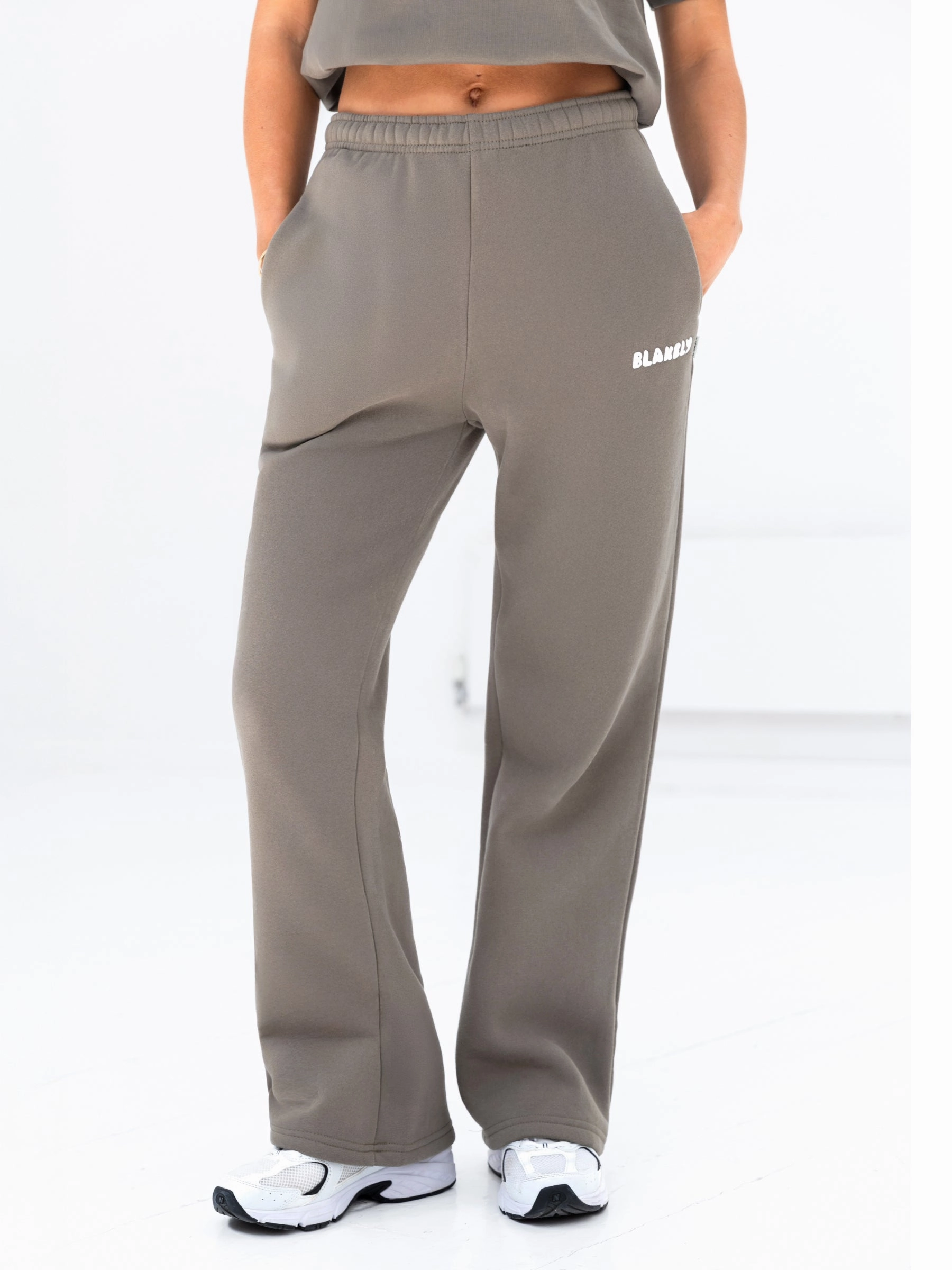 Cloud Print Wide Leg Sweatpants - Safari Green Functional Fit