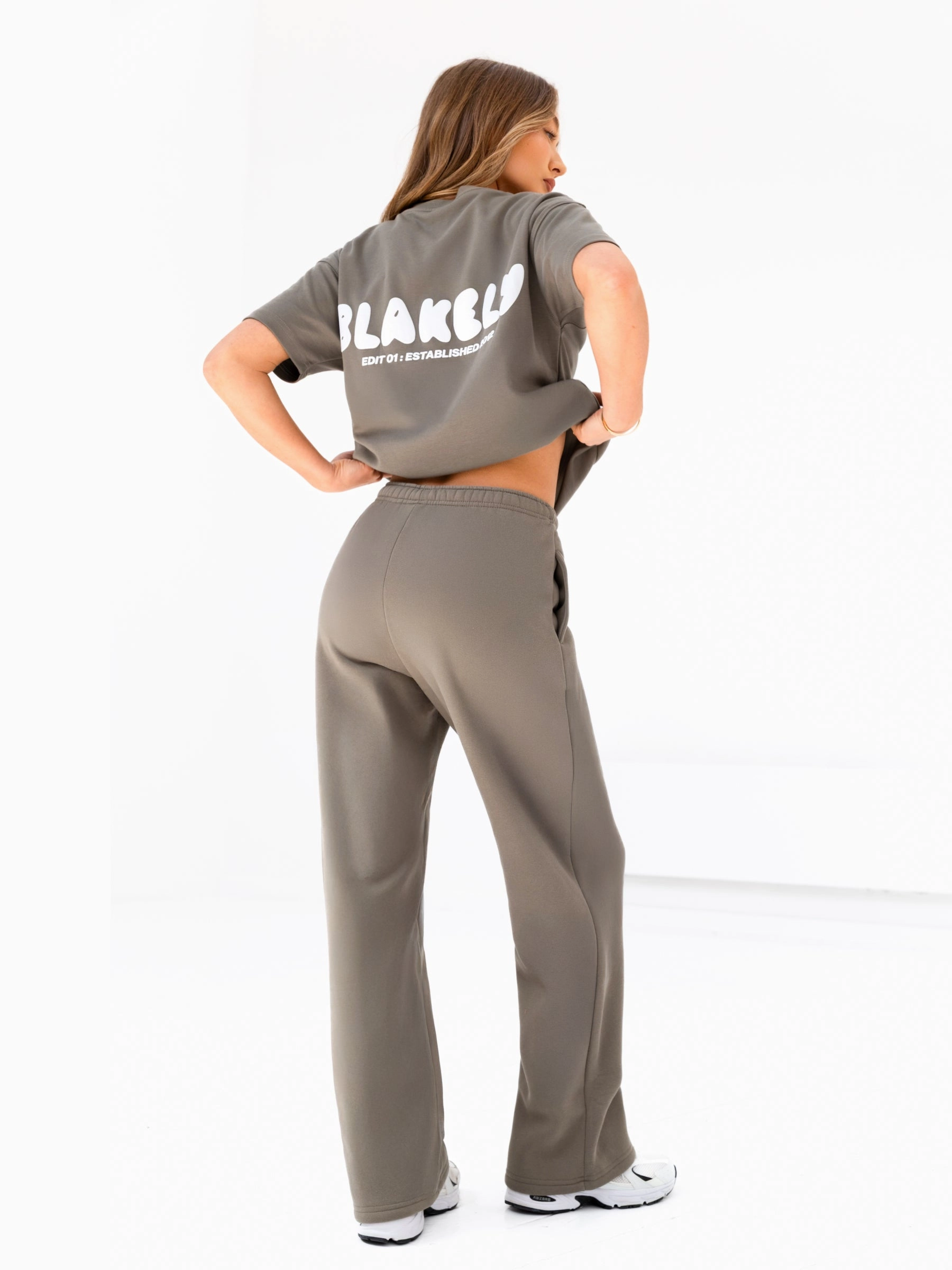 Tear Resistant Fresh Fit Cloud Print Wide Leg Sweatpants - Safari Green
