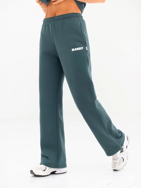 Urban Edge Core Fit Cloud Print Wide Leg Sweatpants - Teal Green