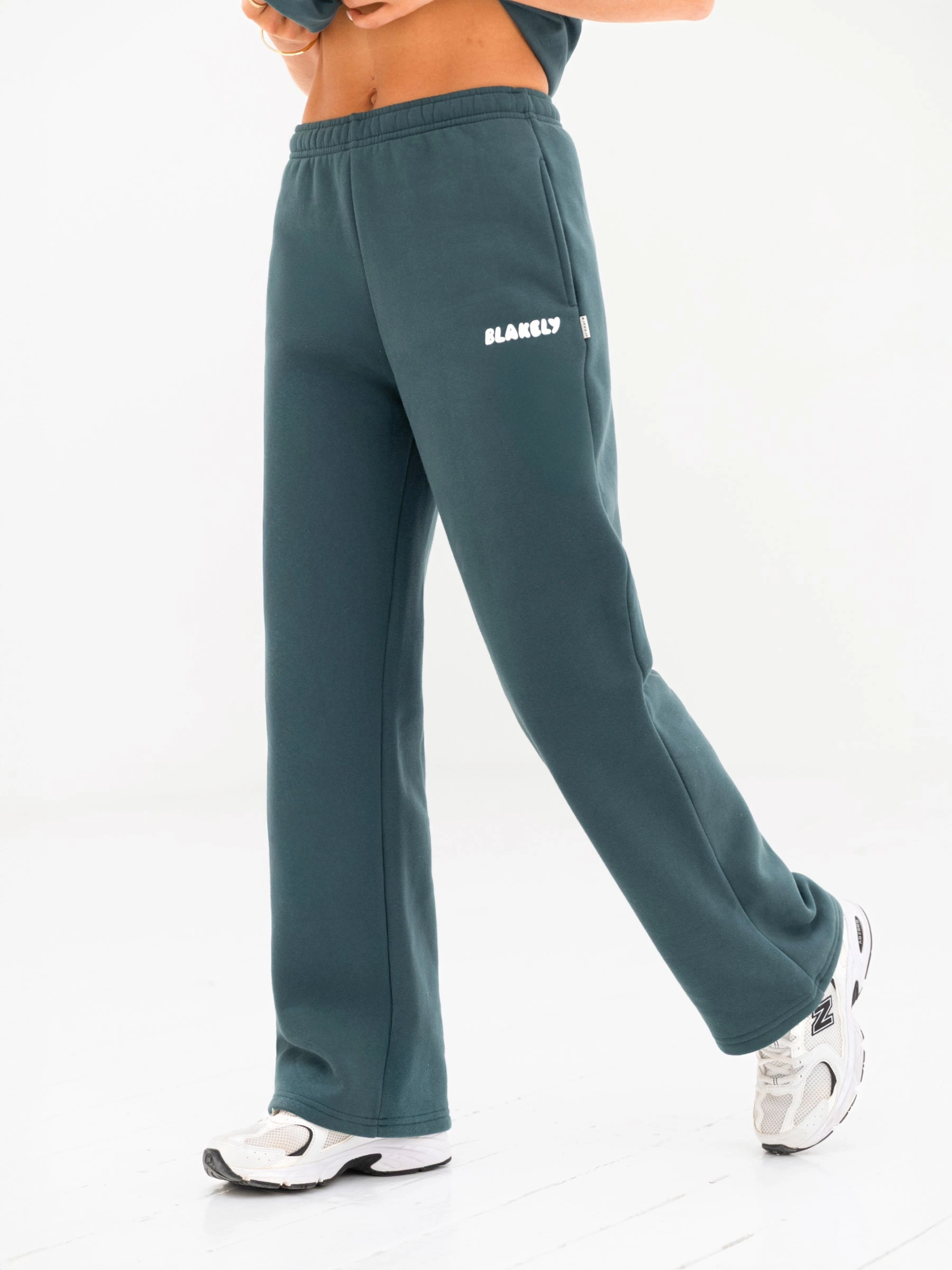 Urban Edge Core Fit Cloud Print Wide Leg Sweatpants - Teal Green