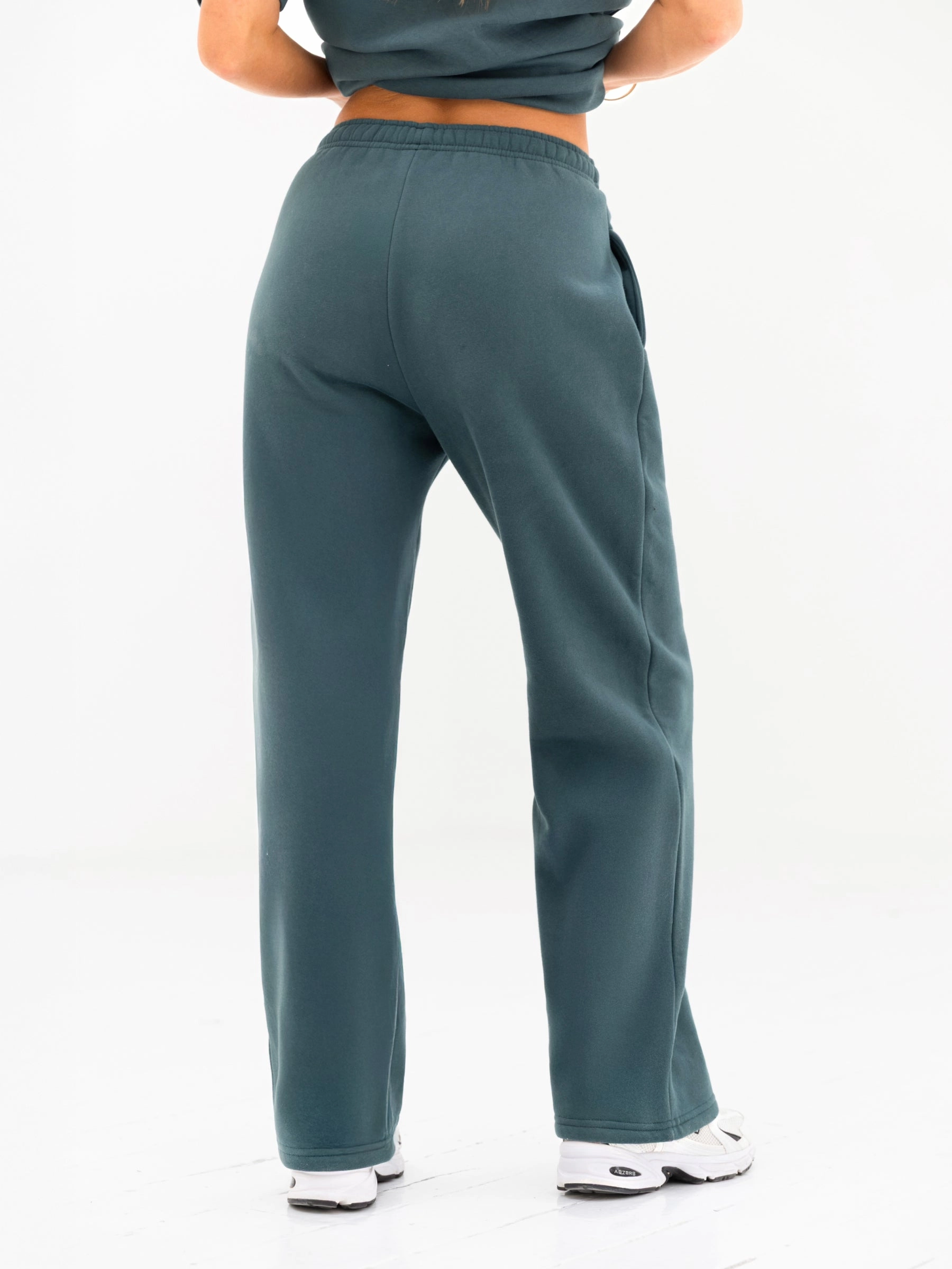 Breathable activewear Cloud Print Wide Leg Sweatpants - Teal Green