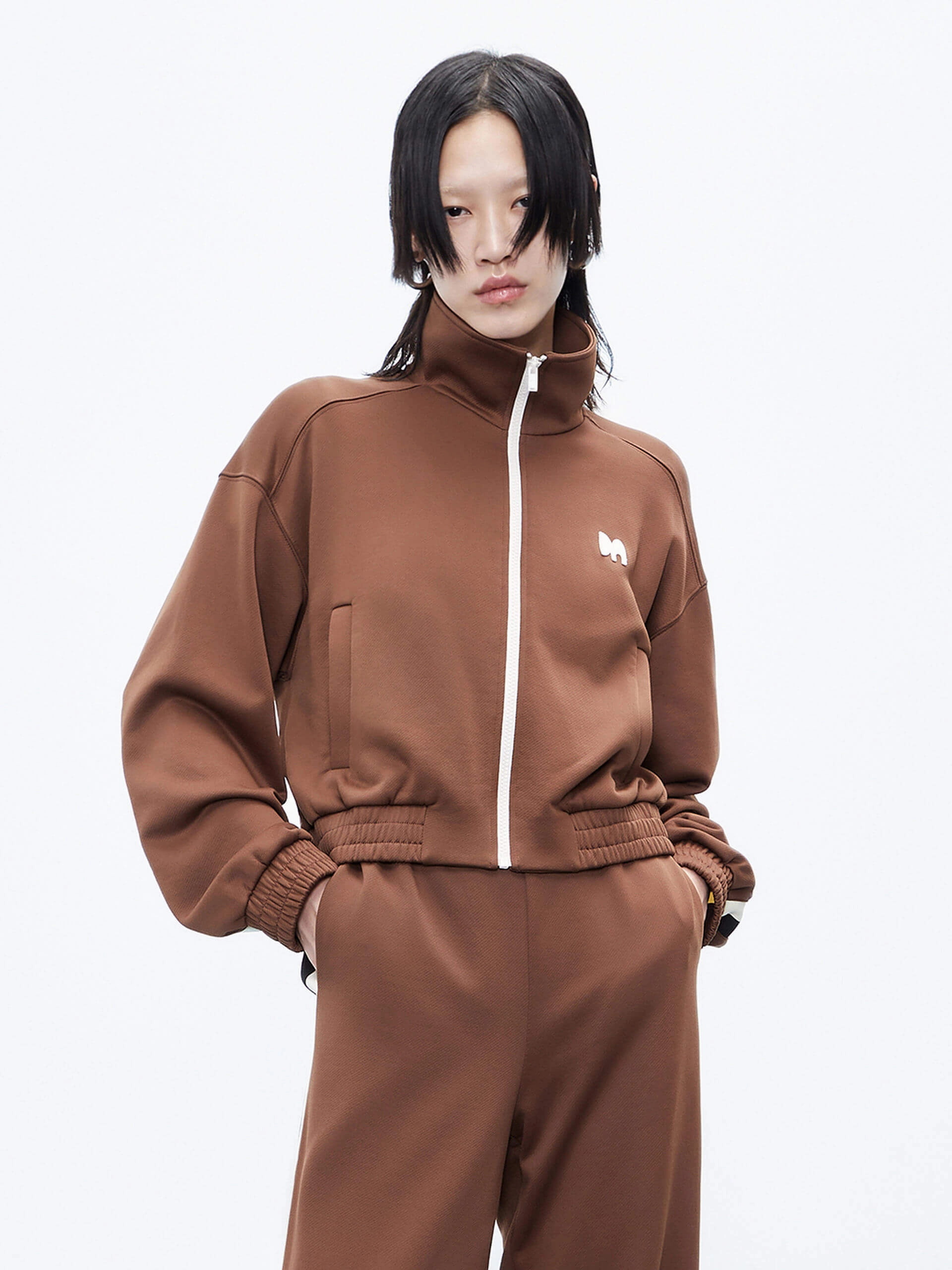 Elasticated Hem Cropped Jacket Heat Retention Layer Anti Pilling Fabric