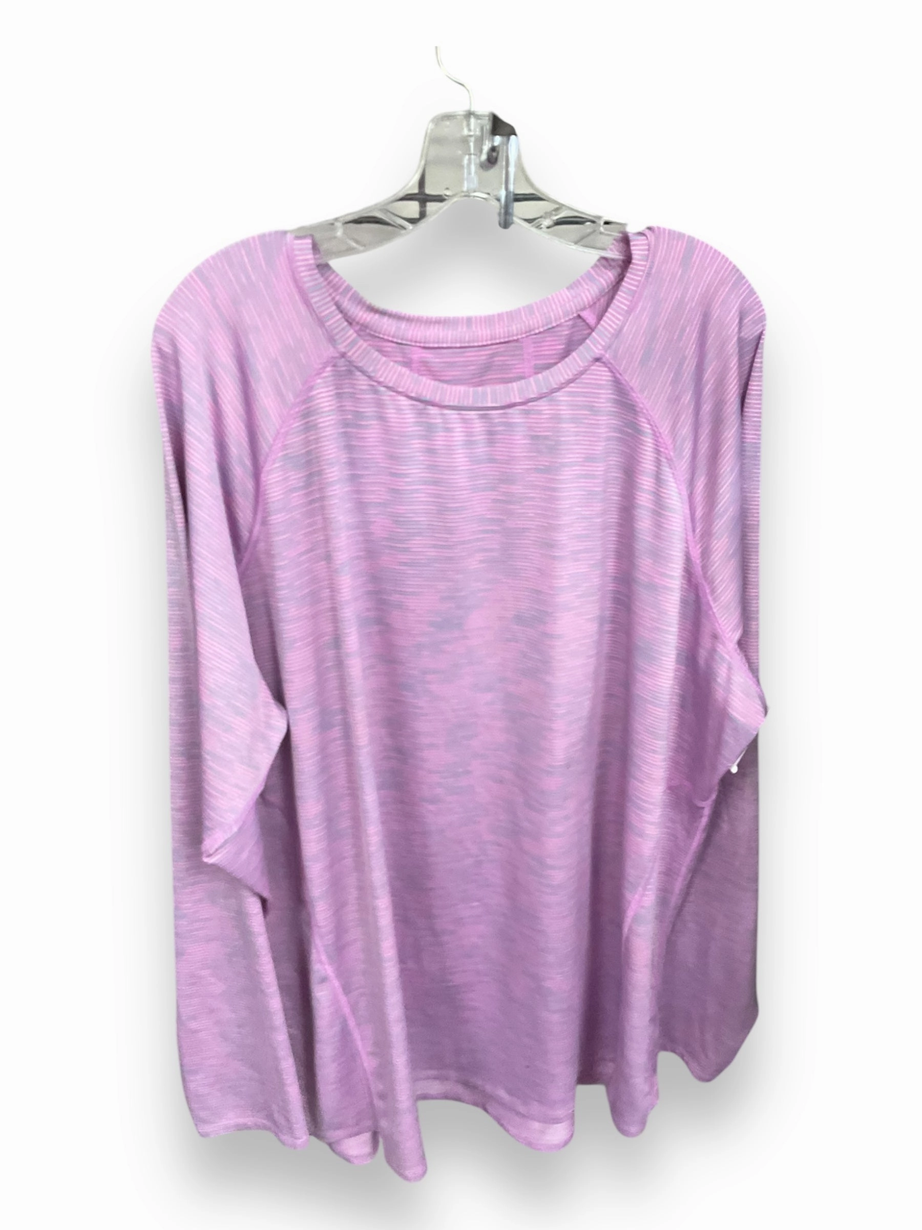 Smooth Interior Lining RibbedCuff Top Long Sleeve By Tek Gear In Purple, Size: 3x