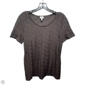 Garment Dyed Technique Layered Hem Detail Textured Top Short Sleeve Designer By Armani In Brown, Size: 12