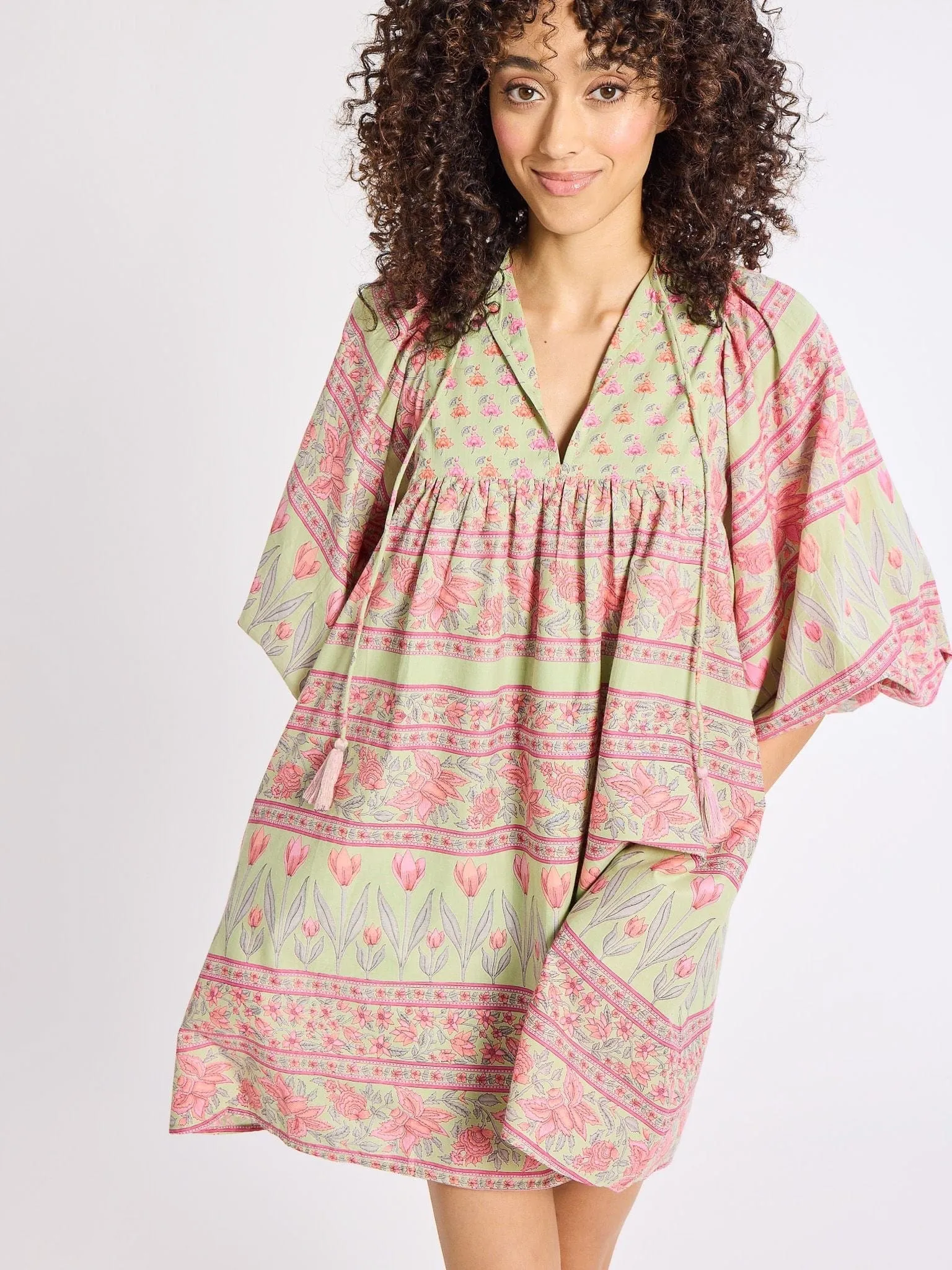 Daisy Dress in Tulip Print Wool-Blend Sheer Element