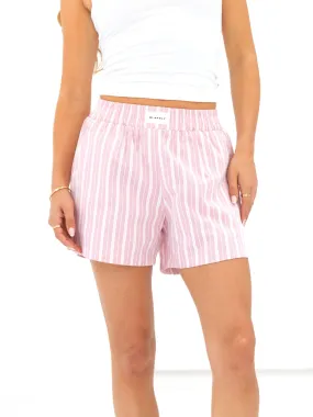 Minimal Design Elena Stripe Shorts - Pink