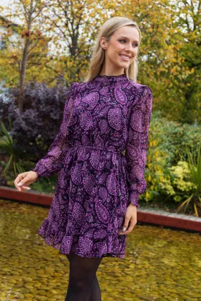 Eliana Purple Paisley Dress Relax Style Shape Hug