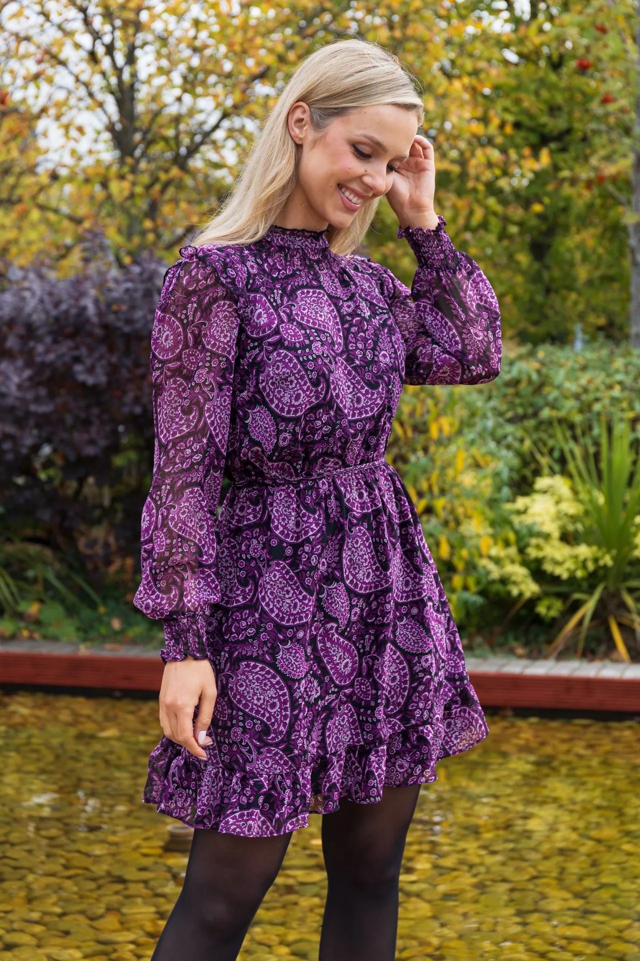 Eliana Purple Paisley Dress Quick-Dry