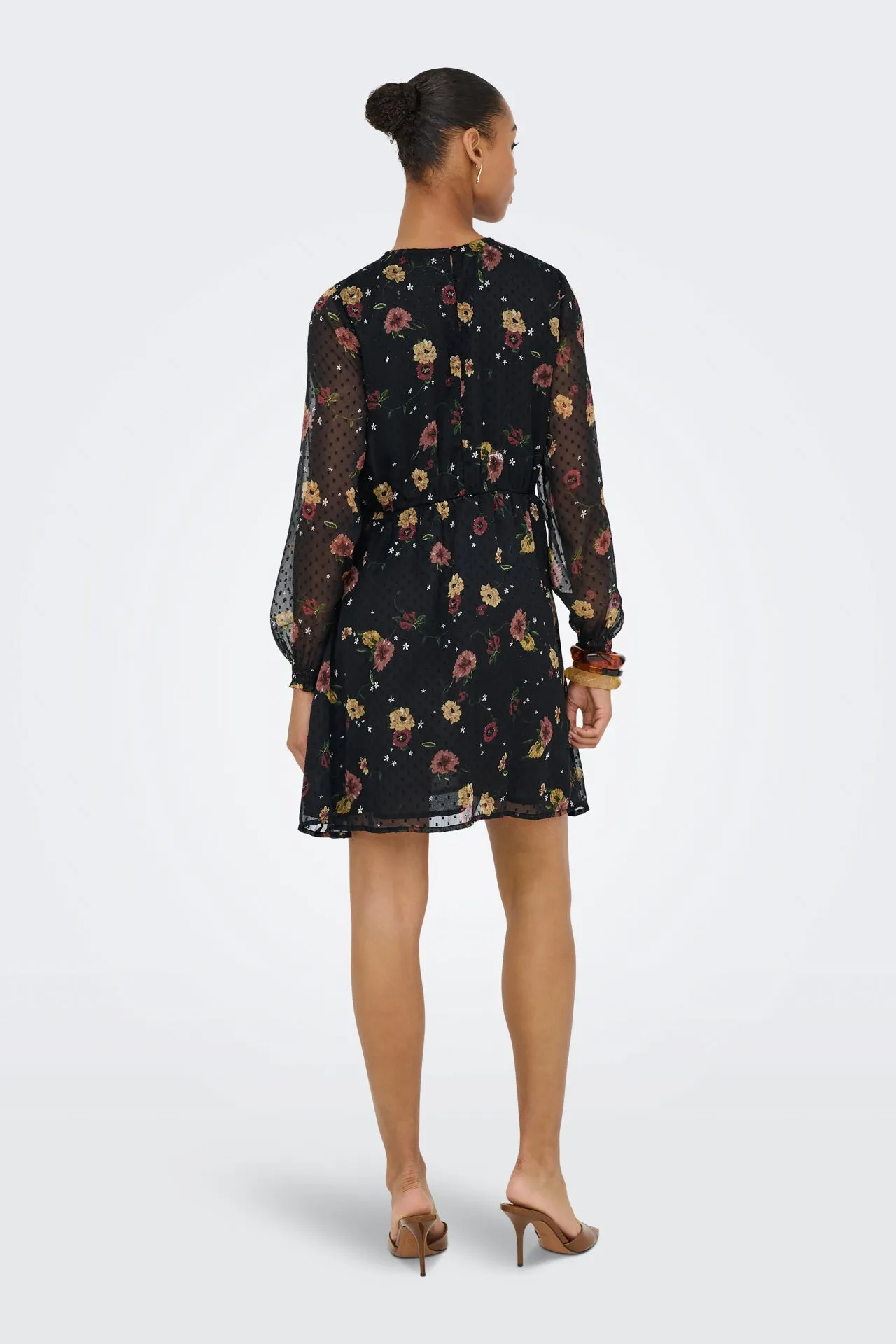 Eliza Black Floral Mini Dress light layering Calm Drape