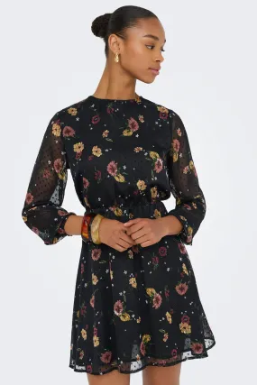 Comfortable Design Wear Eliza Black Floral Mini Dress