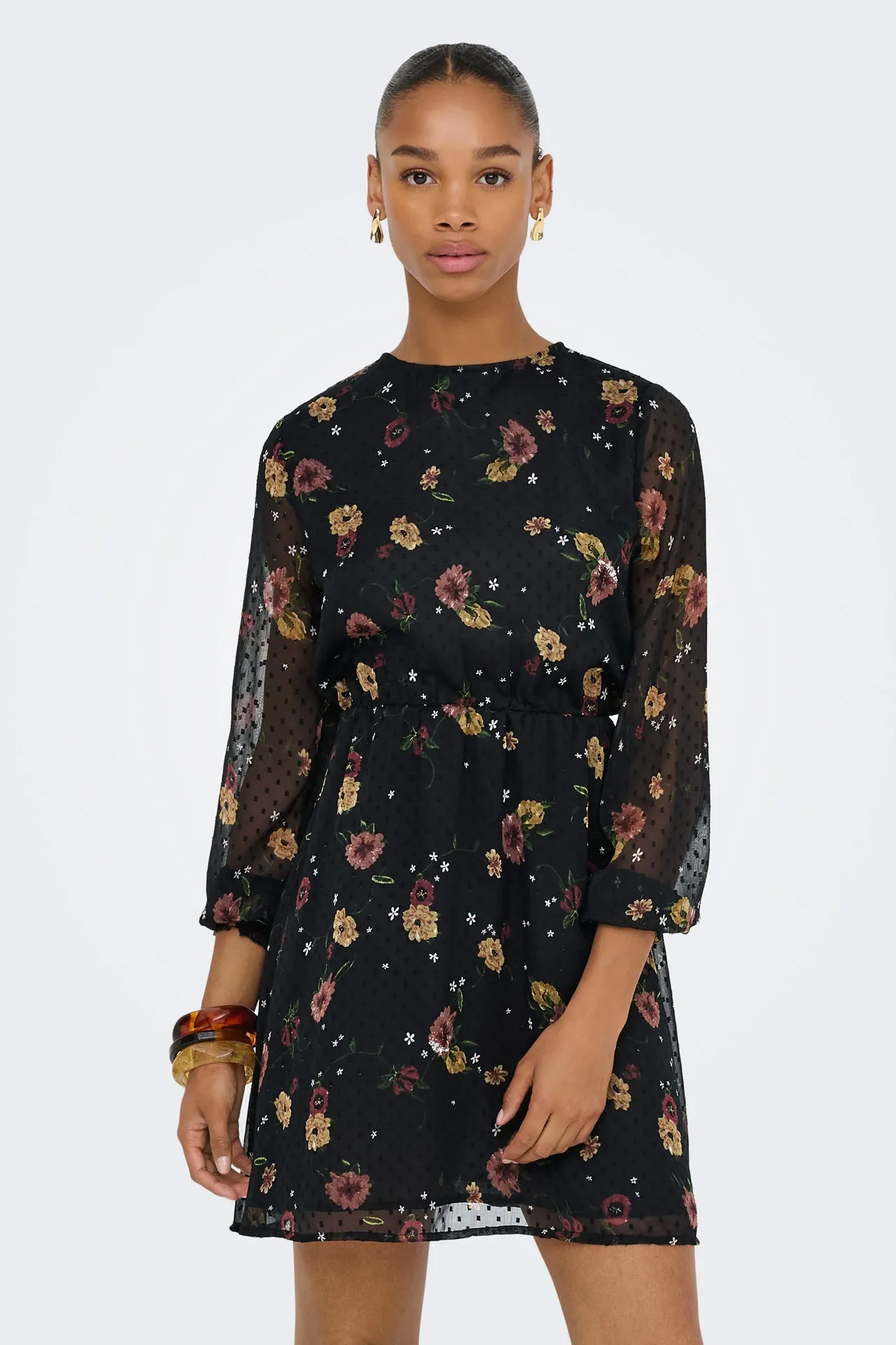 Eliza Black Floral Mini Dress Simple Mood