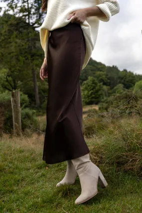 Ellette Coffee Brown Slip Skirt Hidden pockets Comfortable Feel