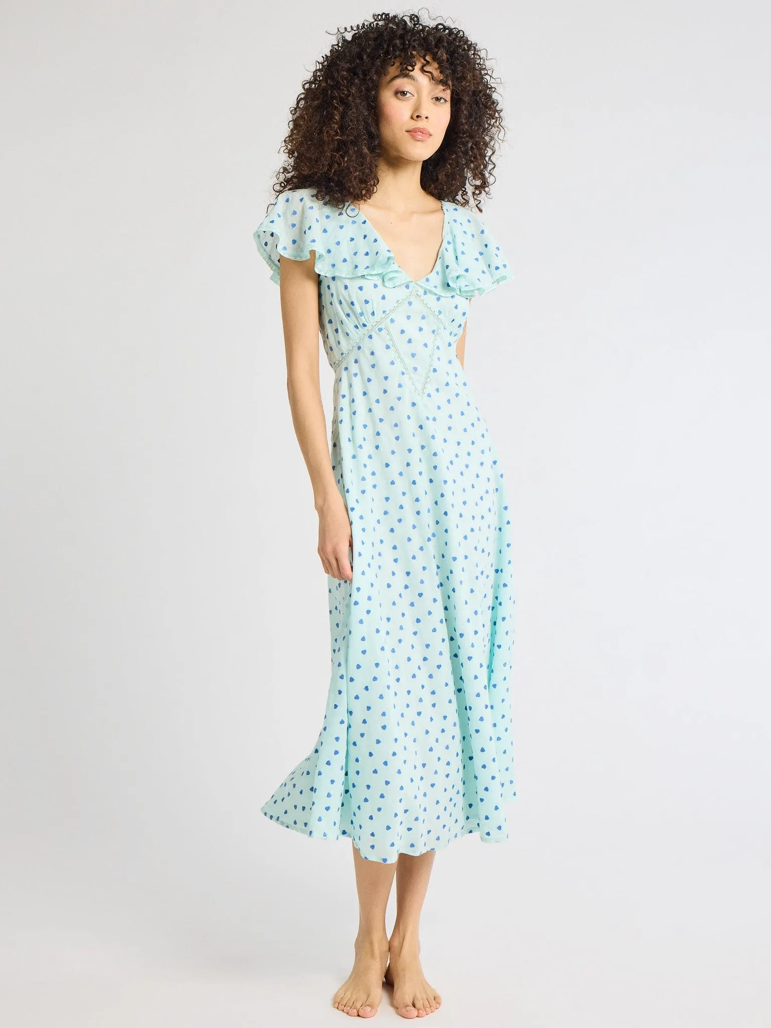 Eloise Dress in Blue Hearts Clean Aesthetic