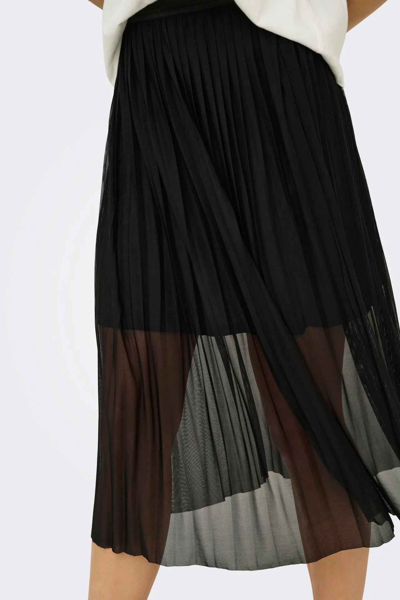 Elsa Pleat Black Mesh Skirt Soft Palette Playful Vibe