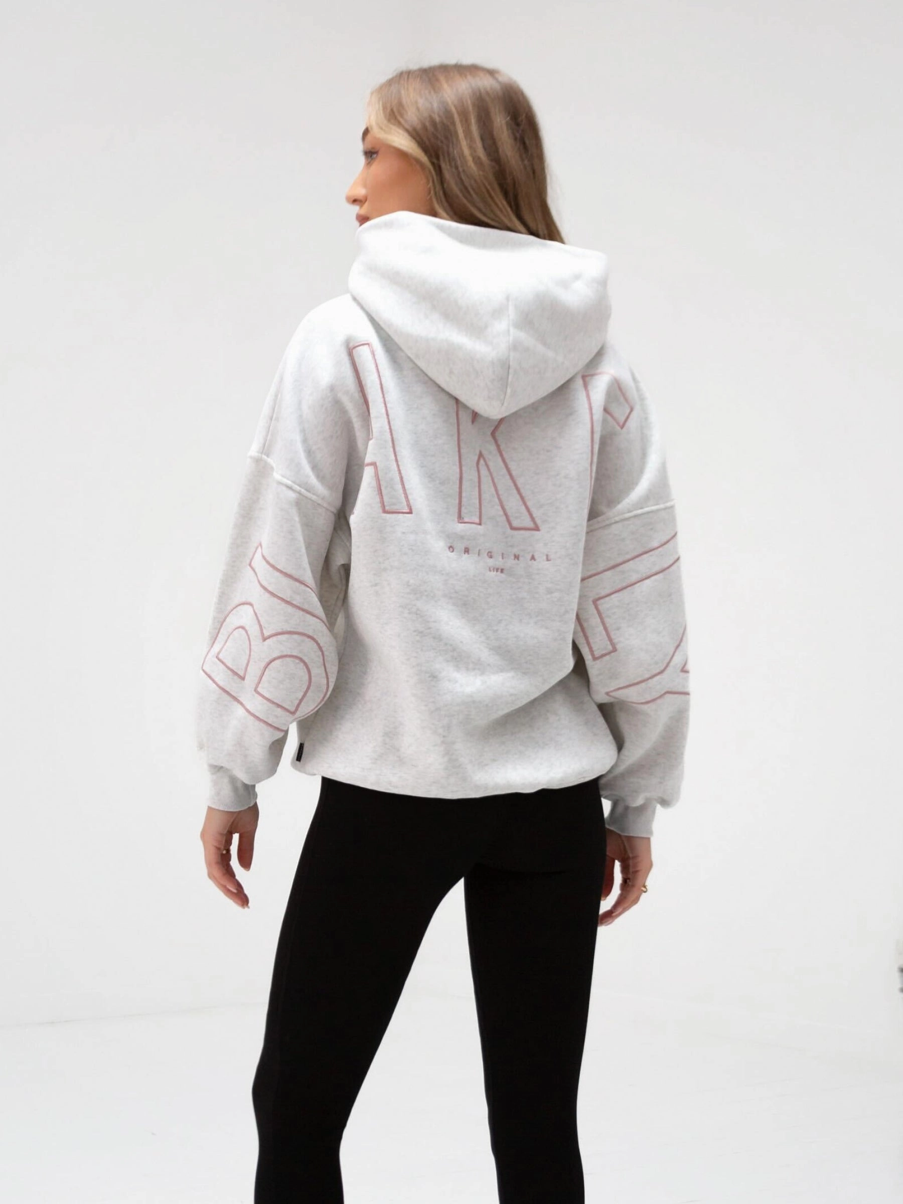 Bold Print Comfy Layer Embroidered Isabel Oversized Hoodie - Bubblegum Pink