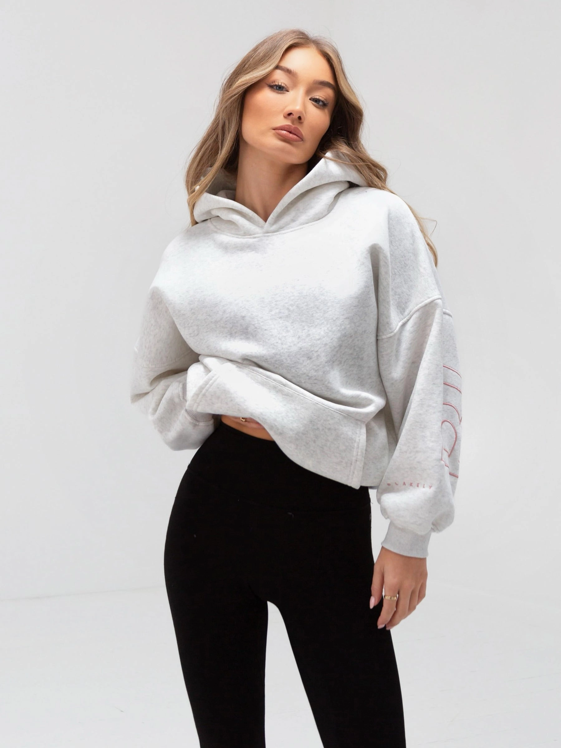 St. Patrick's Day wear High Neck Embroidered Isabel Oversized Hoodie - Bubblegum Pink