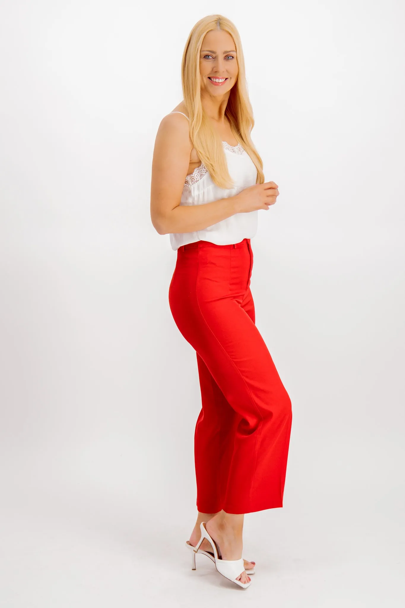 Soft Stretch Emily & Me Maura Red Straight Leg Trousers