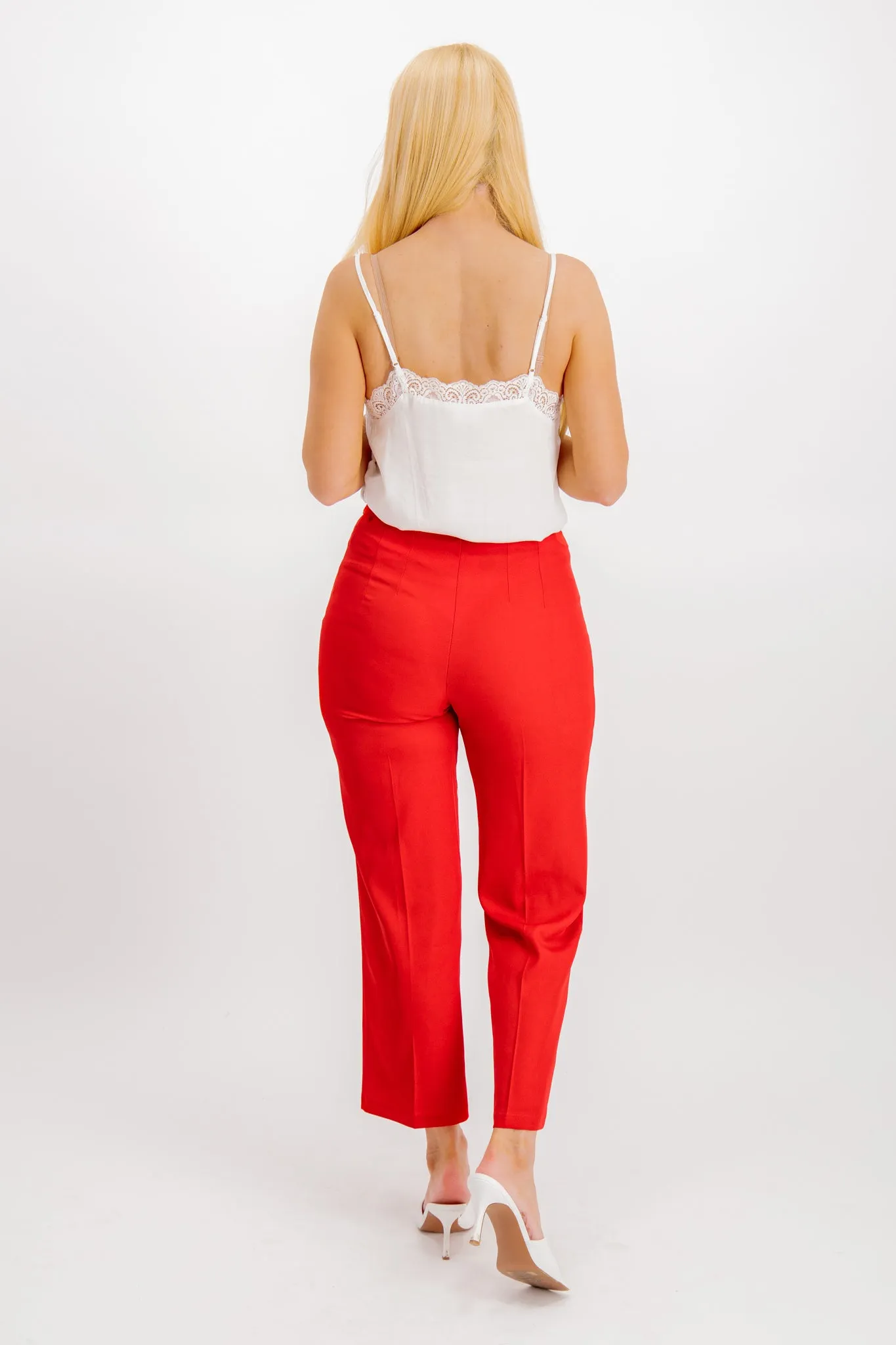 Comfort-First Emily & Me Maura Red Straight Leg Trousers