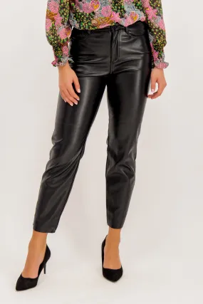 Comfortable Fabric Emily High Waisted Faux Leather Trousers