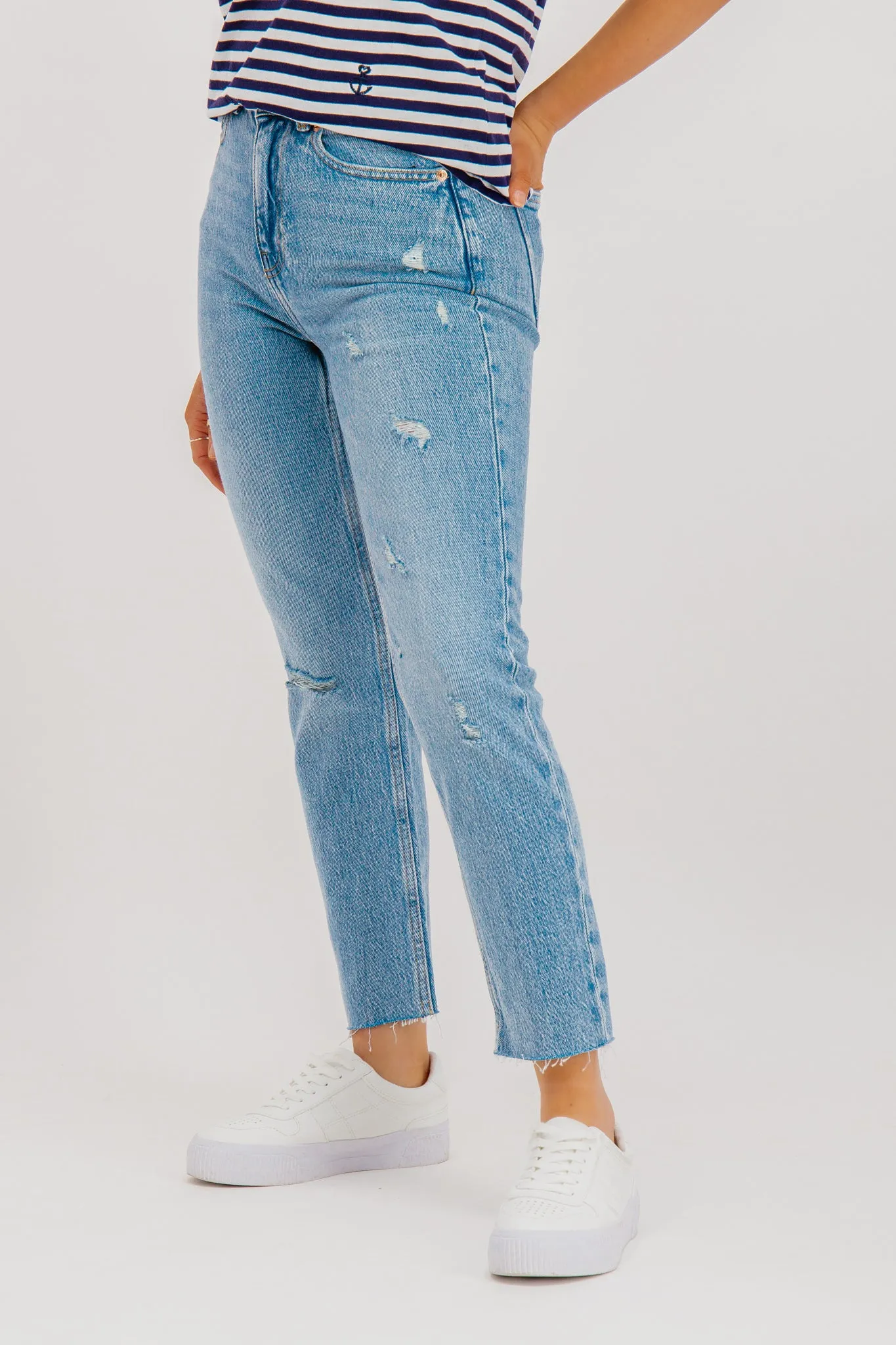 Emily Light Denim Blue Jeans Sleek Cut